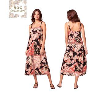 Collective Anthem of the Sun Patchwork Floral Print Sleeveless Midi Dress XS